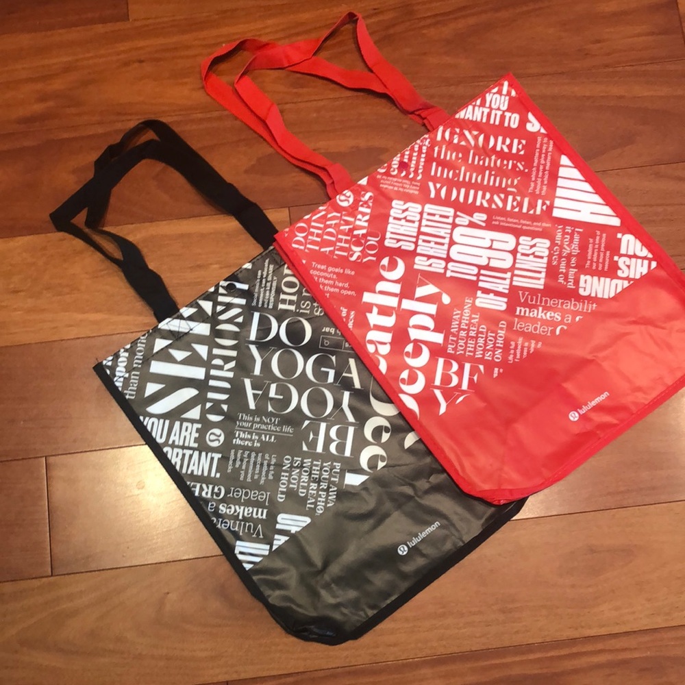 Set of two large Lululemon “breathe deeply”
